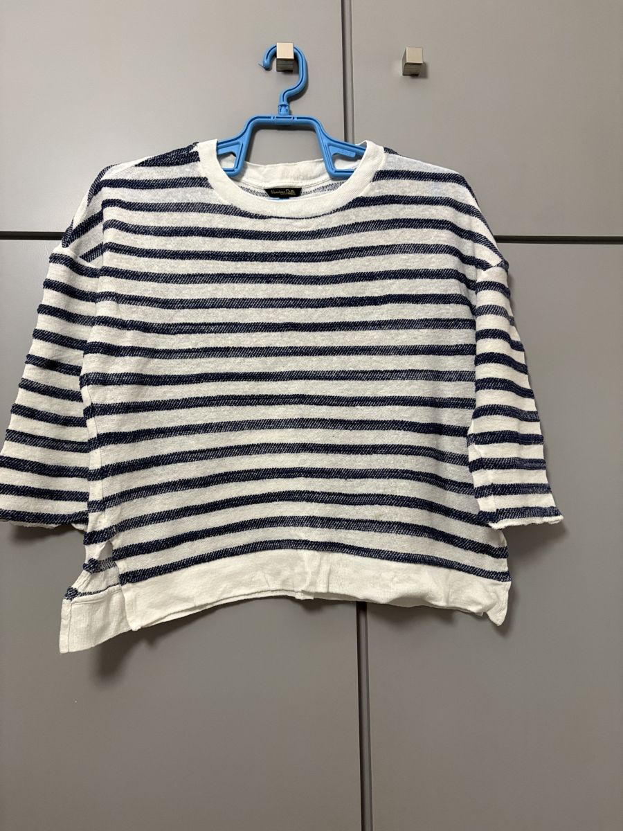 Γυναικείο πλεκτό Massimo Dutti, λευκό με μπλε ρίγες, μέγεθος S