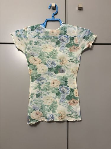 Floral Διαφανές Mesh Μπλουζάκι (Small)