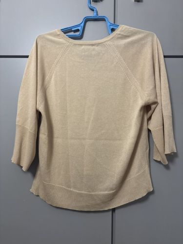 Μπεζ Λεπτό Πλεκτό Massimo Dutti με V Λαιμόκοψη (Extra Small)