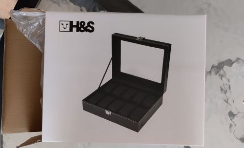 H&S Watch Storage Box 10 Θέσεων Premium Total Black - Με τζάμι - Καινούργιο