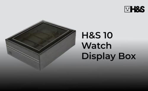 H&S Watch Storage Box 10 Θέσεων Premium Total Black - Με τζάμι - Καινούργιο