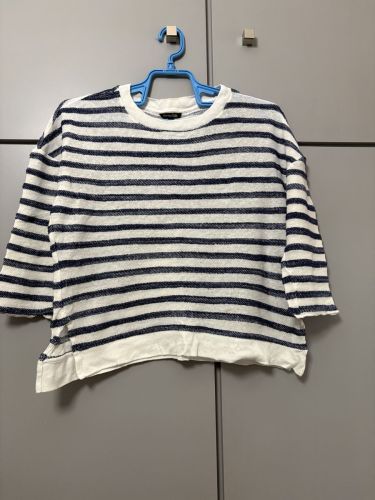 Γυναικείο πλεκτό Massimo Dutti, λευκό με μπλε ρίγες, μέγεθος S